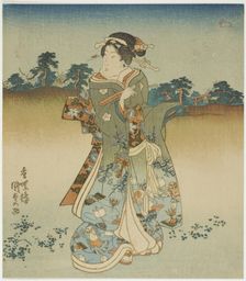 Woman on her way to visit a shrine, early 1830s. Creator: Utagawa Kunisada