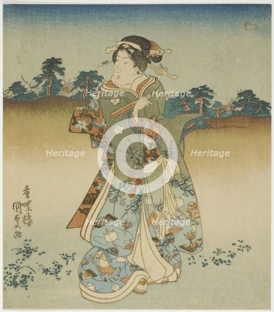 Woman on her way to visit a shrine, early 1830s. Creator: Utagawa Kunisada.