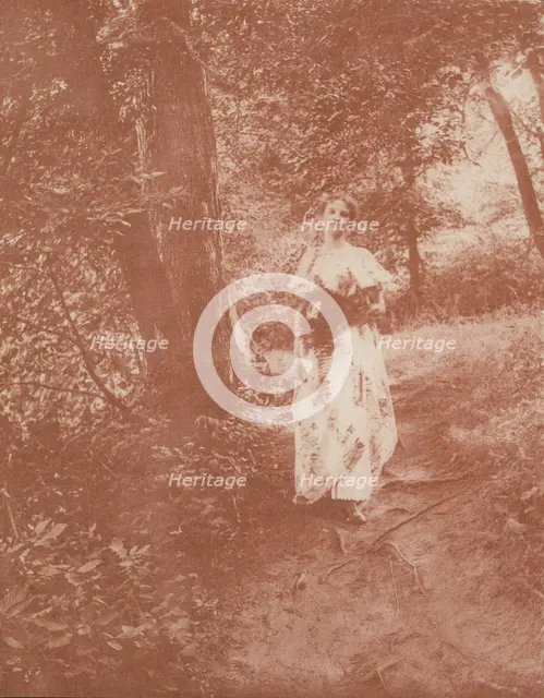 Woman on path in the woods, c1900. Creator: Mary A. Bartlett.