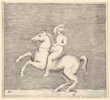 Woman on Rearing Horse, published ca. 1599-1622. Creator: Unknown