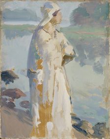 Woman on the beach, 1910-1930. Creator: Santeri Salokivi