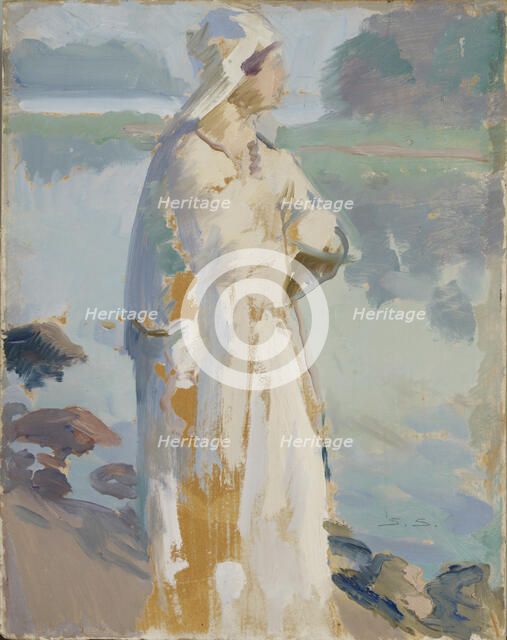 Woman on the beach, 1910-1930. Creator: Santeri Salokivi.