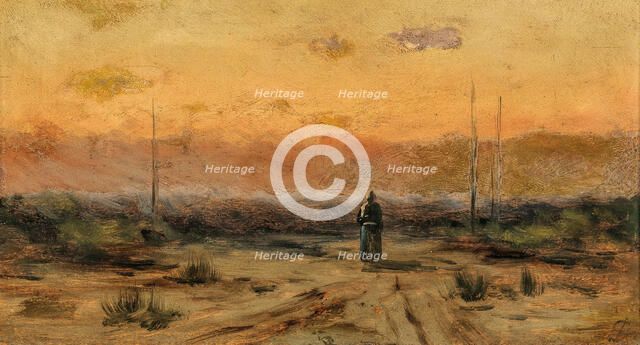 Woman on the seashore at sunrise. Creator: Schikaneder, Jakub (1855-1924).