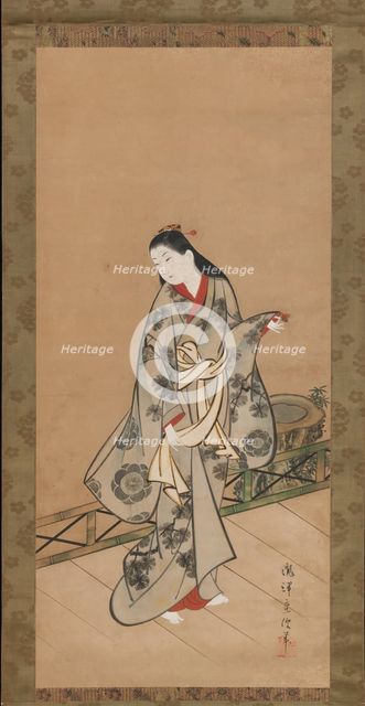 Woman on Veranda, ca. 1730. Creator: Takizawa Shigenobu.