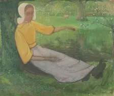 Woman of Huizen sitting under a Tree, 1888-1895. Creator: Richard Roland Holst