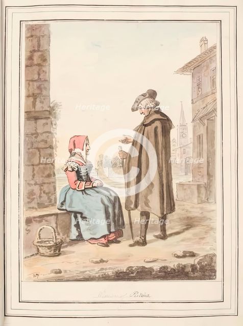 Woman of Pistoia, leaf from 'A Collection of Dresses by David Allan Mostly from Nature', 1776. Creator: David Allan.