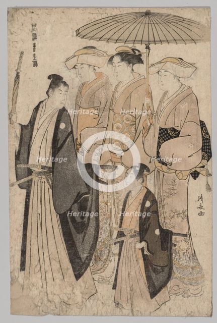 Woman of the Yoshiwara and Attendants…, 1752-1815. Creator: Torii Kiyonaga (Japanese, 1752-1815).