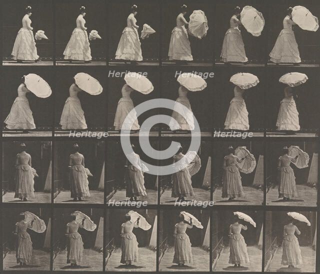 [Woman Opening Parasol], 1883-86, printed 1887. Creator: Eadweard J Muybridge.