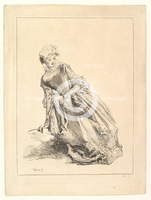 Woman leaning to left, 1722-28. Creator: Francois Boucher.