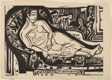 Woman Lying on a Sofa, 1926. Creator: Ernst Kirchner