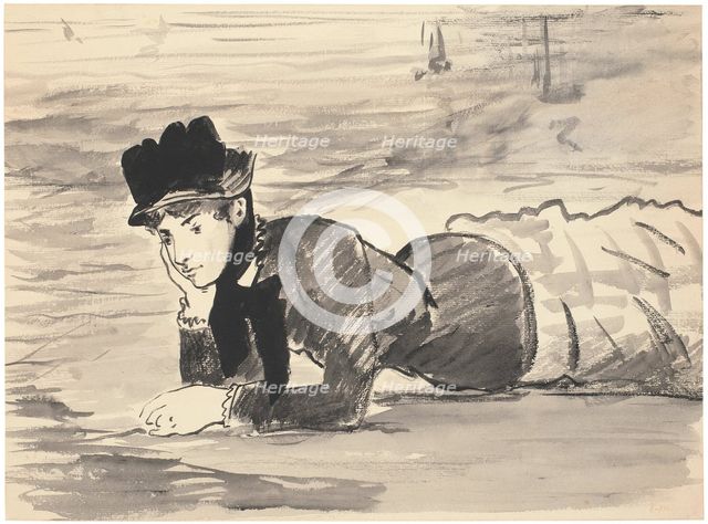 Woman Lying on the Beach. Annabel Lee, ca 1881. Artist: Manet, Édouard (1832-1883)
