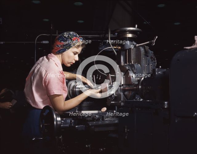 Woman machinist, Douglas Aircraft Company, Long Beach, Calif., 1942. Creator: Alfred T Palmer.