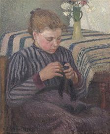 Woman Mending, 1895. Creator: Camille Pissarro
