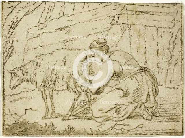 Woman Milking an Ewe, n.d. Creator: Cornelis van Noorde.
