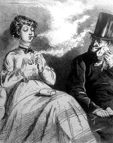 Woman smoking a menthol cigarette, 1860. Creator: Unknown