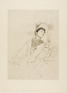 Woman Smoking a Cigarette, 1888. Creator: Daniel Urrabieta Vierge