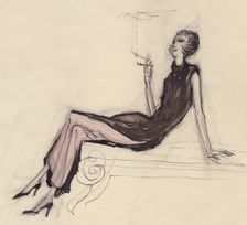 Woman smoking, c1950. Creator: Shirley Markham