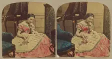 Woman sewing, about 1865. Creator: London Stereoscopic & Photographic Co