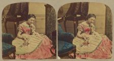 Woman sewing, about 1865. Creator: London Stereoscopic & Photographic Co