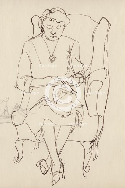 Woman sewing, c1950. Creator: Shirley Markham.