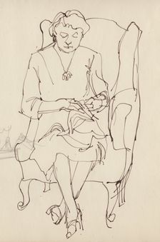Woman sewing, c1950. Creator: Shirley Markham