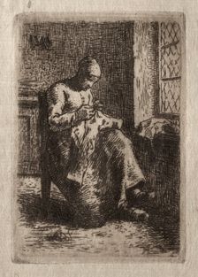 Woman Sewing. Creator: Jean-François Millet (French, 1814-1875)