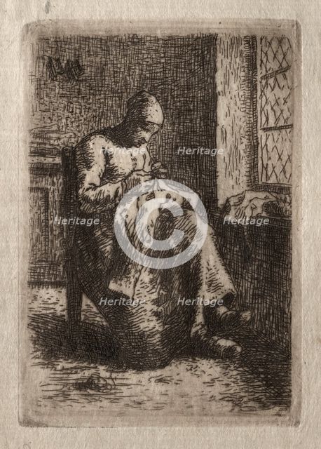 Woman Sewing. Creator: Jean-François Millet (French, 1814-1875).