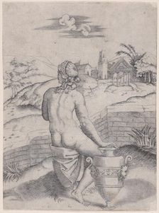 Woman Seated near a Vase, ca. 1514-36. Creator: Agostino Veneziano