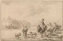 Woman Seated on a Mule, 1769. Creator: Johannes Kornlein