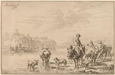 Woman Seated on a Mule, 1769. Creator: Johannes Kornlein