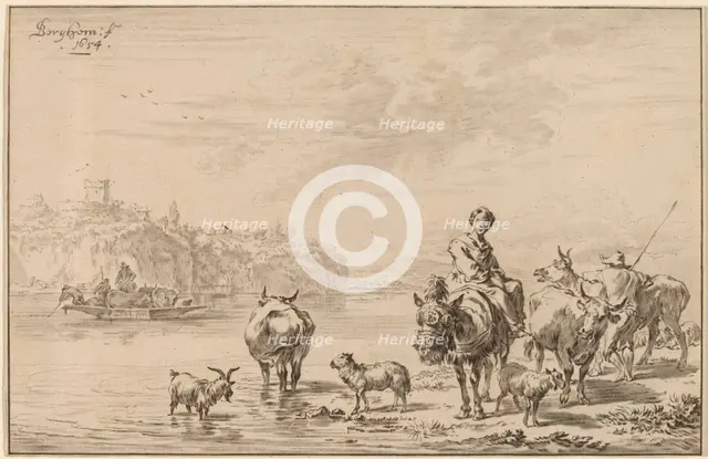 Woman Seated on a Mule, 1769. Creator: Johannes Kornlein.