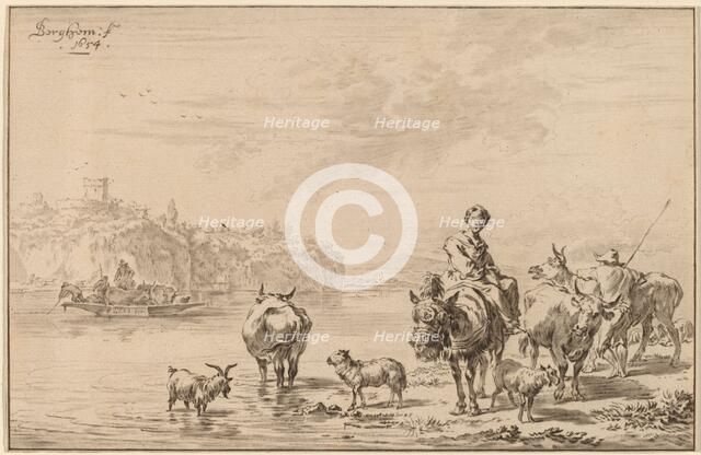 Woman Seated on a Mule, 1769. Creator: Johannes Kornlein.