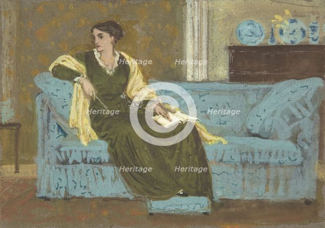 Woman Seated on a Sofa, 1865-1915. Creator: Walter Crane.