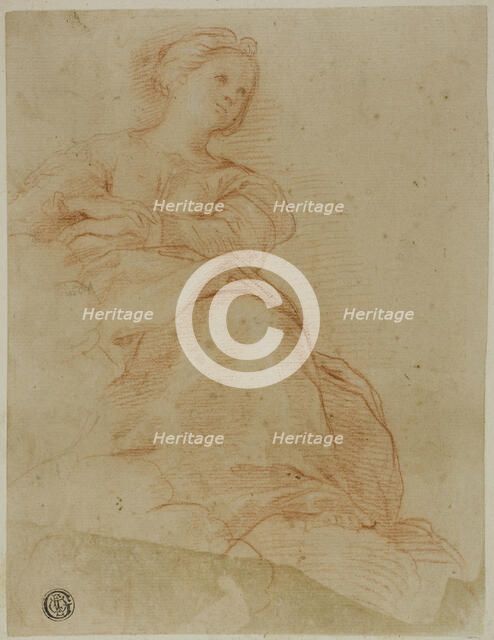 Woman Seated on Clouds, c. 1600. Creator: Cristofano Roncalli.