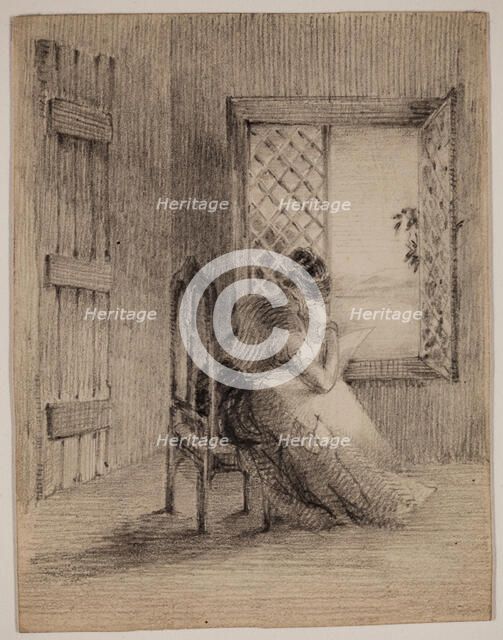 Woman Seated by a Window, 19th century. Creator: Felix Octavius Carr Darley.