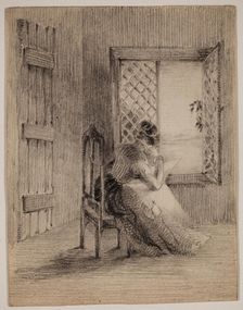 Woman Seated by a Window, 19th century. Creator: Felix Octavius Carr Darley
