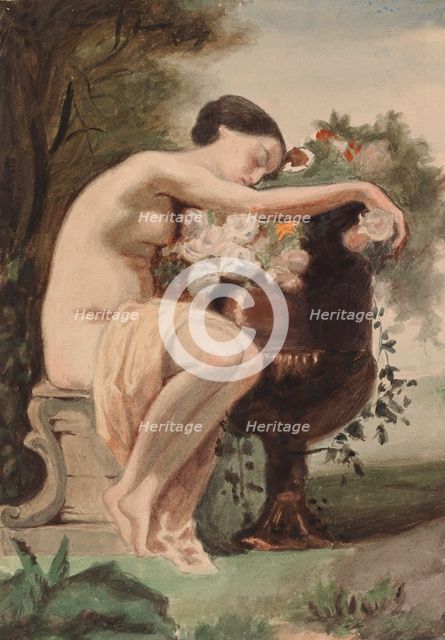 Woman Seated, copy after August Jernberg's Nymph by a Flower Urn, 1890-1925. Creator: Magnus Enckell.