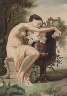 Woman Seated, copy after August Jernberg's Nymph by a Flower Urn, 1890-1925. Creator: Magnus Enckell