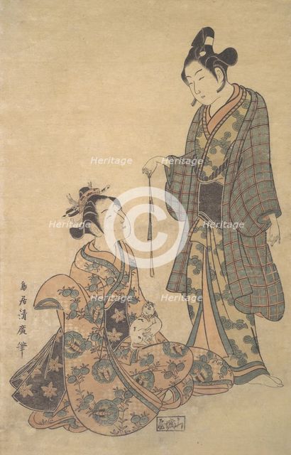 Woman Seated Holding a Cat, ca. 1755. Creator: Torii Kiyohiro.