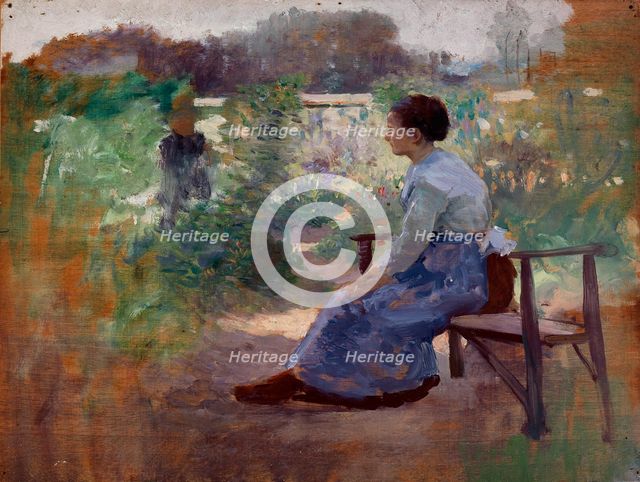 Woman Seated in a Garden, late 19th-early 20th century. Creator: Eliphalet Frazer Andrews.