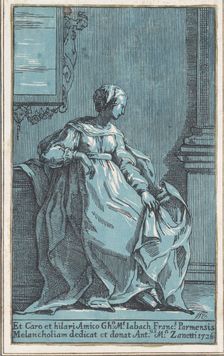 Woman Seated in Room (Melancholy), 1726. Creator: Anton Maria Zanetti