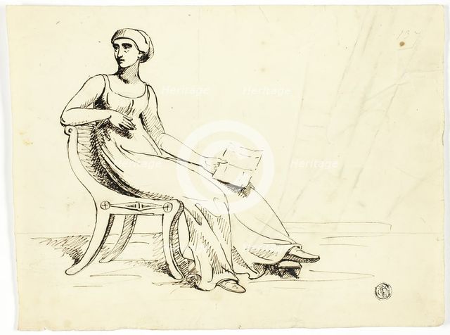 Woman Seated in Roman Chair, n.d. Creator: John Downman.