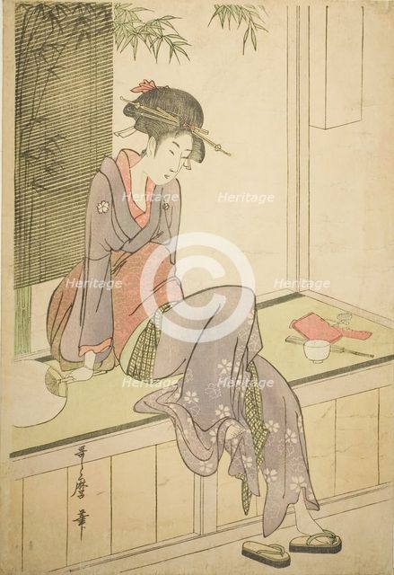 Woman Sitting on Veranda, Japan, c. 1798. Creator: Kitagawa Utamaro.