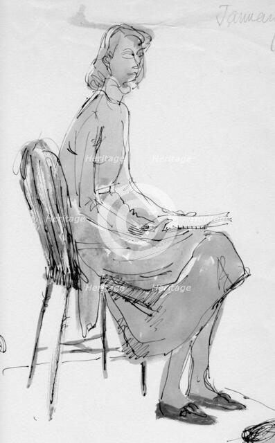 Woman sitting on a chair, c1950. Creator: Shirley Markham.