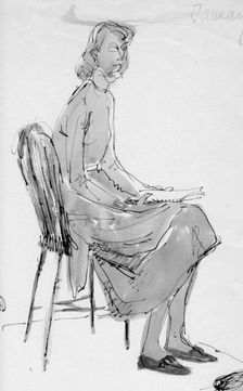 Woman sitting on a chair, c1950. Creator: Shirley Markham