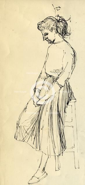 Woman sitting on a stool, c1950. Creator: Shirley Markham.