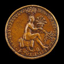 Woman Sitting on a Saddle [reverse], 1518. Creator: Medallist of 1518