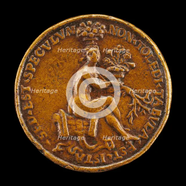 Woman Sitting on a Saddle [reverse], 1518. Creator: Medallist of 1518.