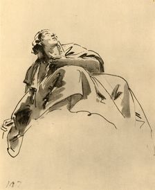 Woman sitting, seen obliquely from below mid 18th century, (1928). Artist: Giovanni Battista Tiepolo