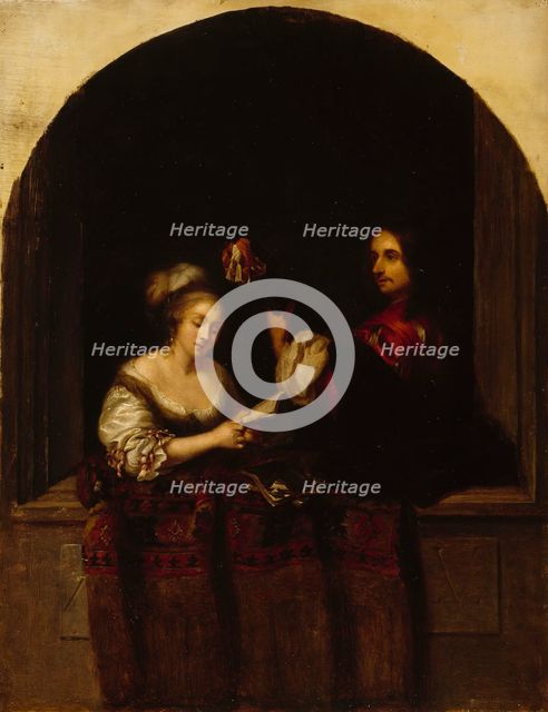 Woman singing and man playing the guitar, c1860-1862.  Creator: Ida Silfverberg.